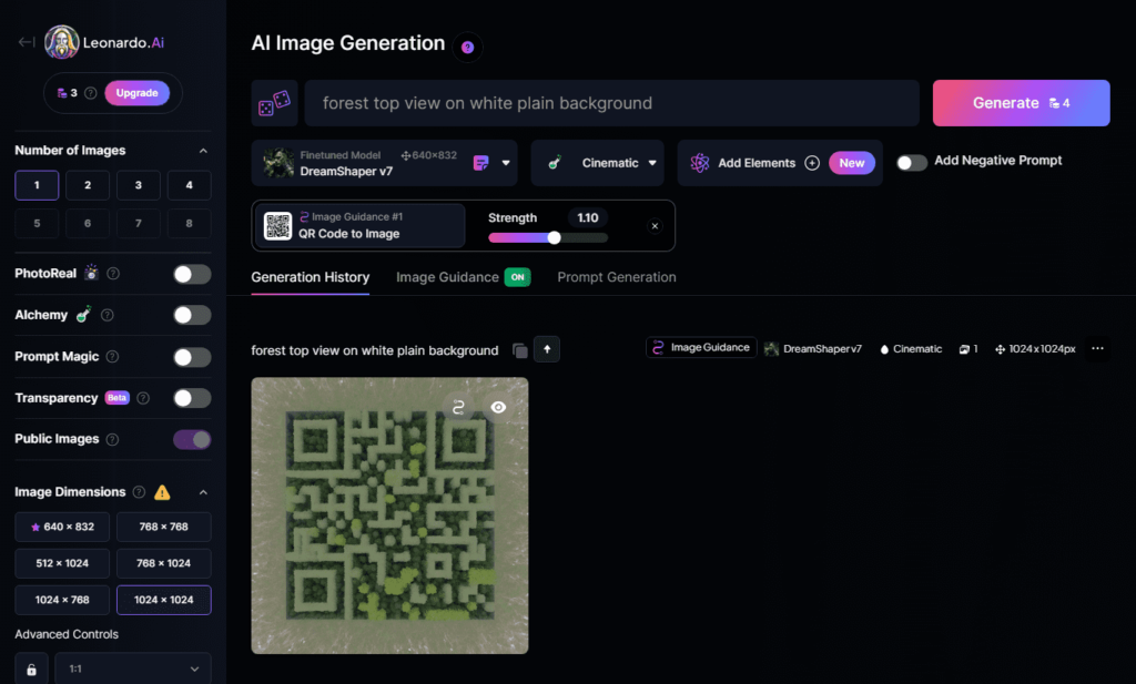 leonardo.ai QR code to image generation that works