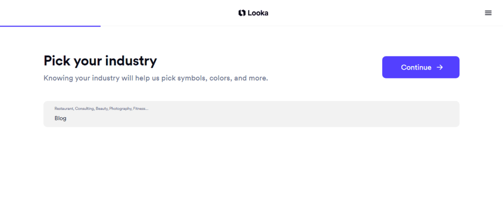 looka Ai logo design tutorial select category