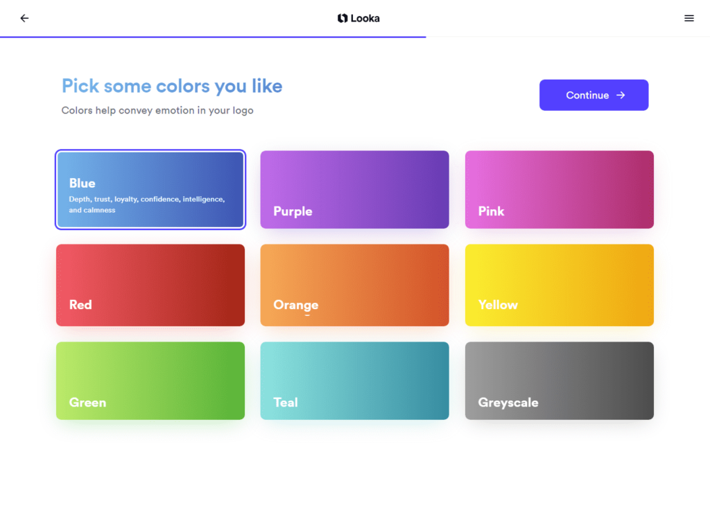 looka Ai logo design tutorial select color
